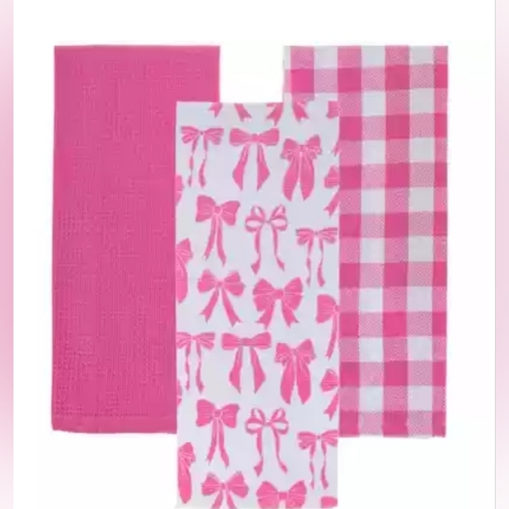 The Spring Shop Pink and White Kitchen Towels